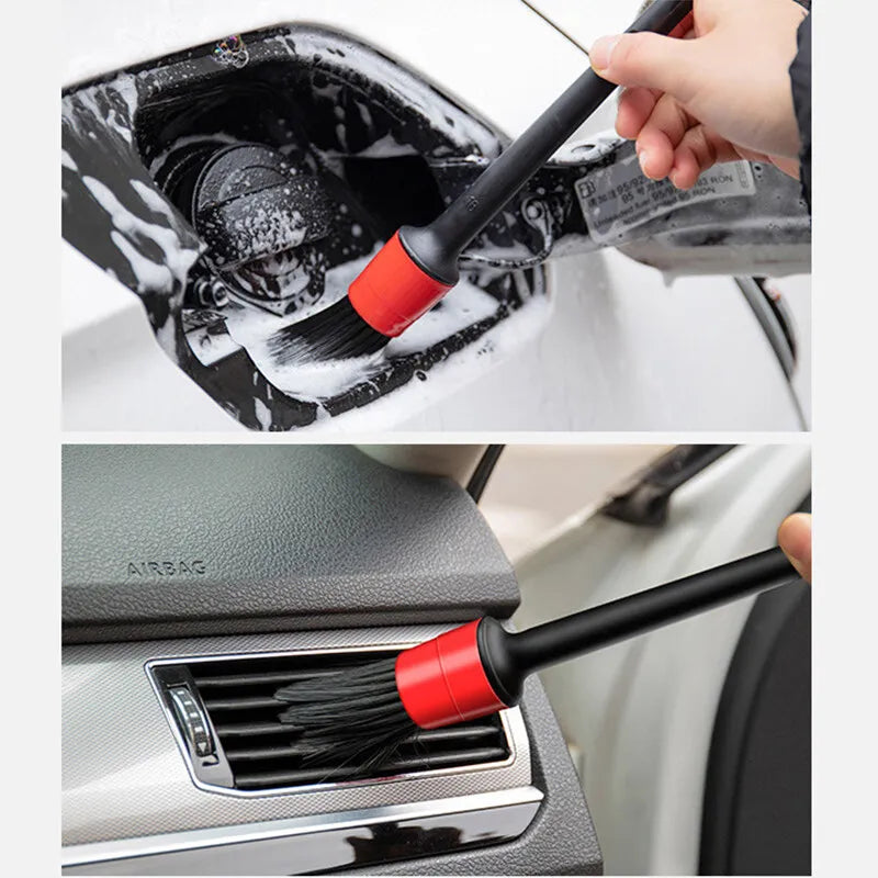 SEAMETAL 5pcs Car Detailing Brush Set Car Dashboard Air Conditioner Air Outlet Wheel Brushes for Car Interior Cleaning Tools